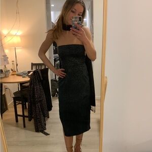 Elegant green Strapless Dress